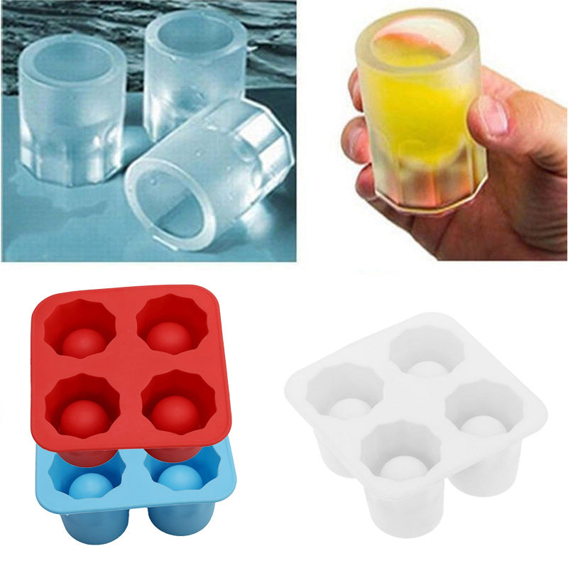 Silicone Ice Maker Mould Bar Party Drink Ice Tray Cool Shape Ice Cube Freeze Mold 4-Cup Ice Mold Cup